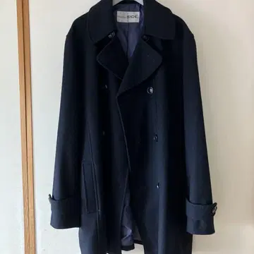 울 네이비 피 코트 N 자수