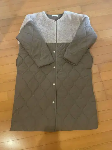 브라운 퀼팅 롱 자켓