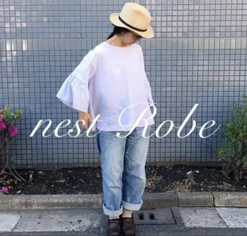 nest Robe 플레어 슬리브 셔츠 화이트