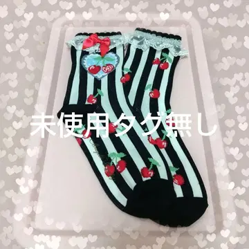 체리 스탬프 크루 삭스 블랙 미사용 택 없음 체리 스탬프