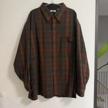 UNIQLO U XXL 긴팔 플란넬 셔츠 오렌지 그레이