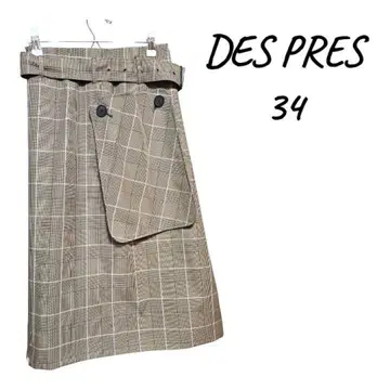 새상품급 DES PRES 체크 무늬 스커트 34