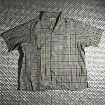 60s VINTAGE 오픈 카라 체크 반팔 셔츠 루프 카라