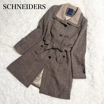 새상품급 슈나이더 알파카 혼방 스텐카라 코트 글렌체크 L 사이즈