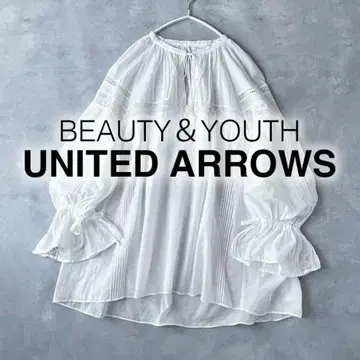 B&Y 유나이티드 애로우즈 셔츠 블라우스 핀턱 루즈핏 화이트 A1