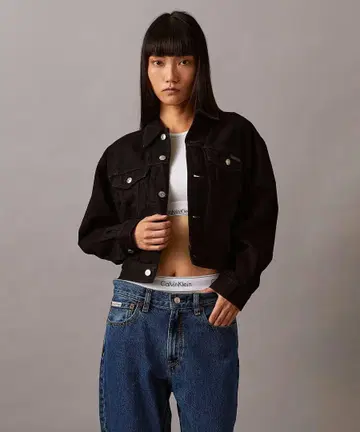 Calvin Klein 블랙 크롭 데님 자켓