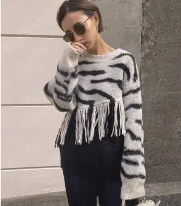 새상품급 AMERI FRINGE ZEBRA KNIT