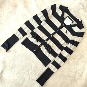 Abercrombie & Fitch 가디건 M 보더 무늬 리본 포함