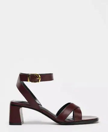 ZARA 보르도 버클 청키힐 샌들