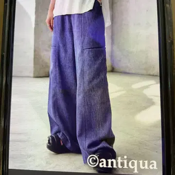 antiqua 린넨 턱 변형 카고 팬츠 블루 미사용품