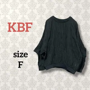 KBF [ F ] 볼륨 슬리브 티셔츠 크링클 가공 체형 커버 블랙