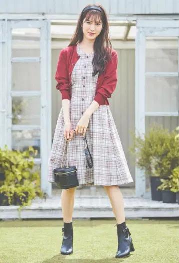 새상품 레스 빠세 타탄 체크 플레어 원피스