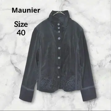 Meunier 벨로아 꽃무늬 자수 자켓 블랙 엘레강트 40
