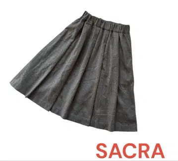 새상품급 SACRA 플레어 스커트 울 캐시미어 그레이 A라인 플리츠