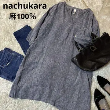 새상품급*nachukara 린넨 100 원피스 튜닉 여유로운 와이드