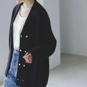 [ 미사용 ] NOBLE 야크 가디건 네이비