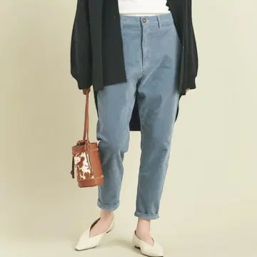 뷰티&유스 코듀로이 테이퍼드 팬츠 블루 스트레치
