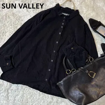 새상품급 SUNVALLEY 코듀로이 긴팔 셔츠 옷깃 블랙 와이드