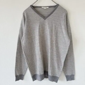 JOHN SMEDLEY 메리노울 니트 하운드투스 V넥 S