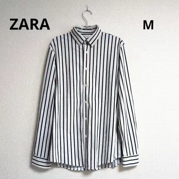 0253 ZARA 자라 스트라이프 패턴 긴팔 셔츠 M