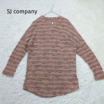 SJcompany V넥 스웨터 튜닉 긴팔 핑크 믹스 컬러