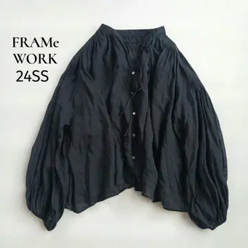 프레임워크 24SS 린넨 개더 시어 블라우스 블랙 리본