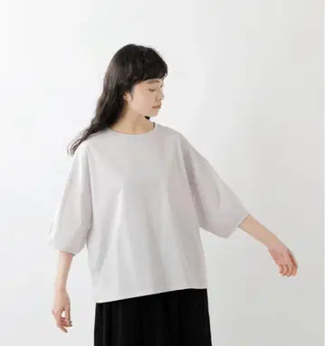 ROBE de PEAU 코튼 크루넥 하프슬리브 T셔츠
