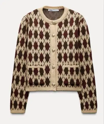 Zara 아가일 무늬 니트 가디건 S 사이즈