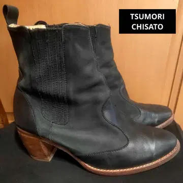 TSUMORI CHISATO 가죽 사이드 고어 부츠 블랙