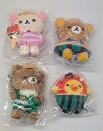 마호로바 마인즈 미우라 리락쿠마 외출 봉제 인형 키링 총 4종 세트