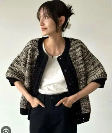 CLANE DOT LINE HALF SLEEVE KNIT CARDIGAN