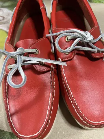 가죽 데크 슈즈 레드