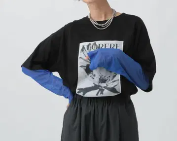 LEPSIM 포토 프린트 소매 레이어 T