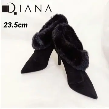새상품급 Diana 다이애나 블랙 스웨이드 퍼 부티 23.5cm