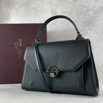 미사용급 박스 포함 덴하마노 Eleonora 2way 핸드백 블랙