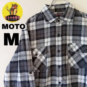 USA 구제 의류 MOTO 플란넬 셔츠 M 그레이 화이트 체크