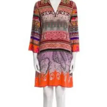 [컨디션 최상] ETRO/에트로 페이즐리 무늬 실크 드레스 42 M사이즈