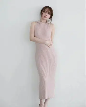 앤드마리 핑크 니트 롱 원피스