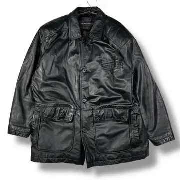 90s 빈티지 가죽 자켓 카 코트 소가죽 퀼팅 블랙
