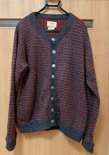L.L.Bean 바즈 아이 니트 가디건 레드 블랙