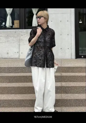 블라우스 셔츠 하프 슬리브 레이스 시어 셔츠 여성용