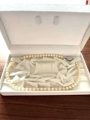 진주 목걸이 실버 클로징 약 40cm