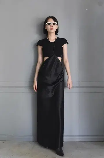 FRANGANT 프란곤 Tie satin skirt BLK