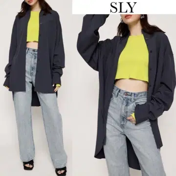 슬라이 백 버튼 오버 사이즈 셔츠 차콜 그레이