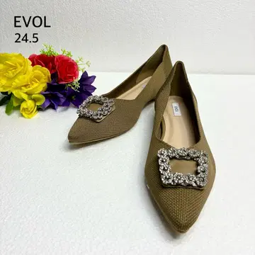 [ 미사용품 ] 이볼 비쥬 장식 펌프스 24.5 EVOL 플랫