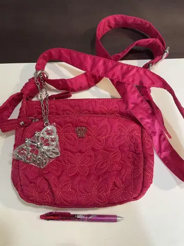 ANNA SUI 진한 핑크 자수 숄더백 미니백
