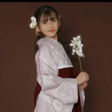 연한 핑크색 꽃무늬 하카마 4세트