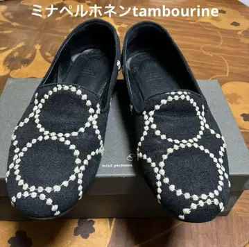 미나 페르호넨 자수 신발 블랙 tambourine 23.5cm