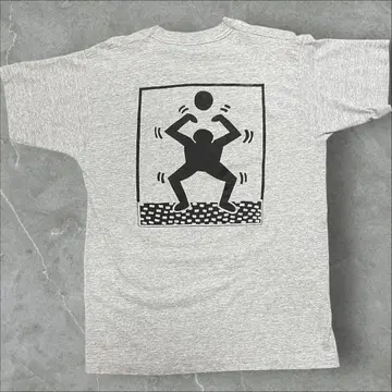 90s 아트 티셔츠 배구 티셔츠 키스 해링 스타일 USA제 굿 레귤러