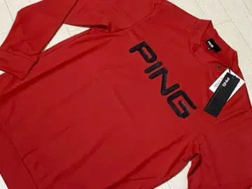 핑 PING 빅 로고 흡한속건 긴팔 하이넥 셔츠 레드 사이즈 LL
